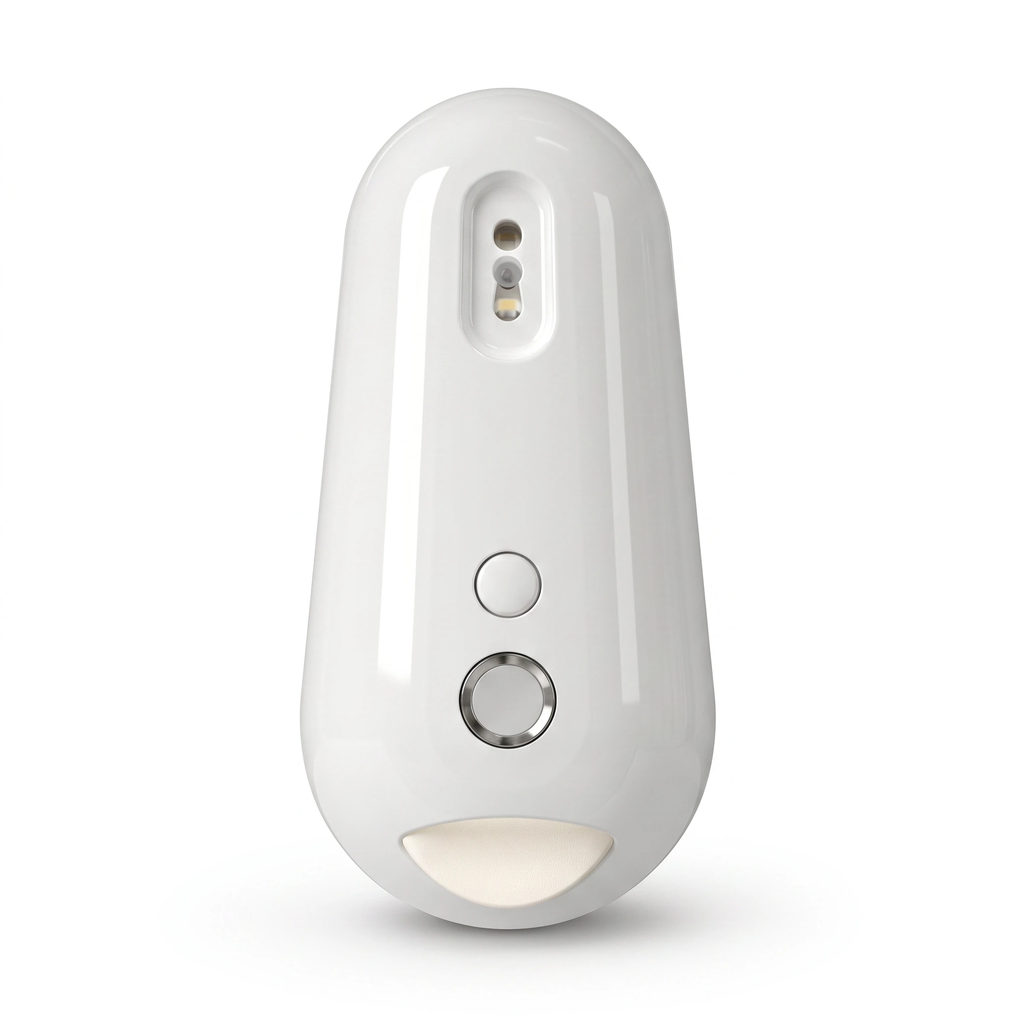 Le Nettoyeur WC Automatique à UV Zevlo, boîtier blanc allongé avec capteur et deux boutons.